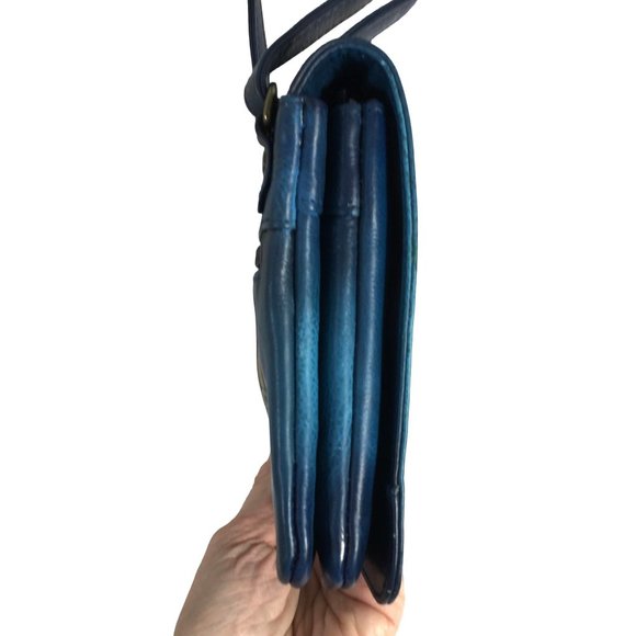 Anuschka NEVER USED Handpaint Leather Small Cross Body Bag Bird Blue - Picture 11 of 16